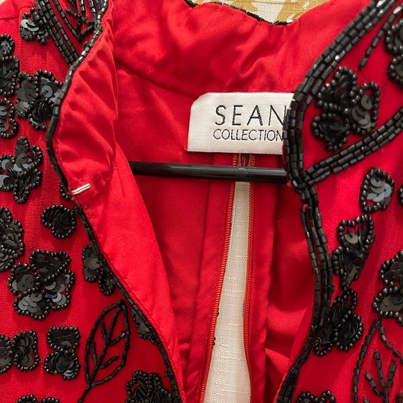 Sean Collection 100 Silk Red Black Heavy Beaded Floral Plus Whimsigoth Fairy XXL - Picture 8 of 13